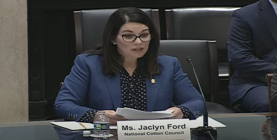 Jaclyn Ford National Cotton Council Testifies