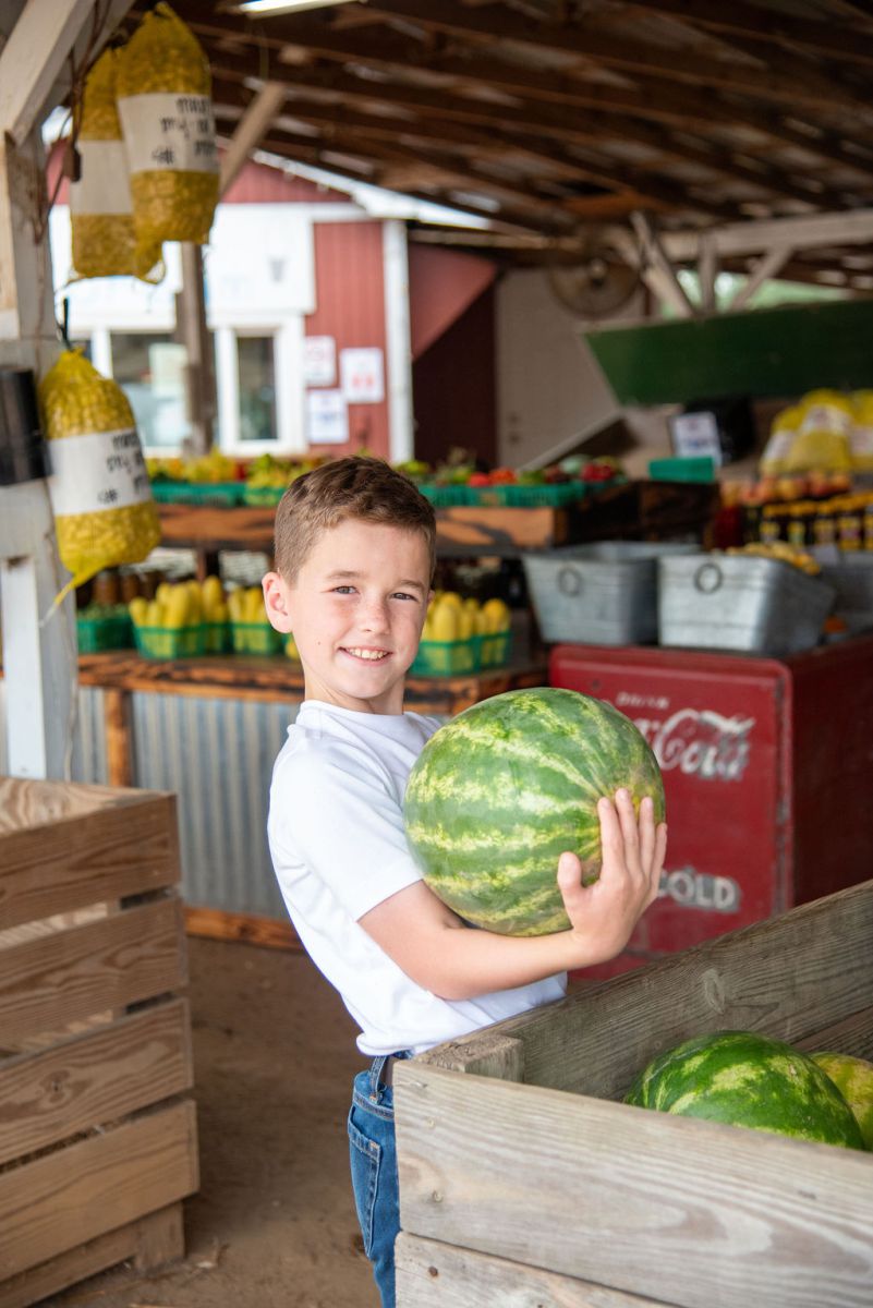 Kid holding tomatoes
