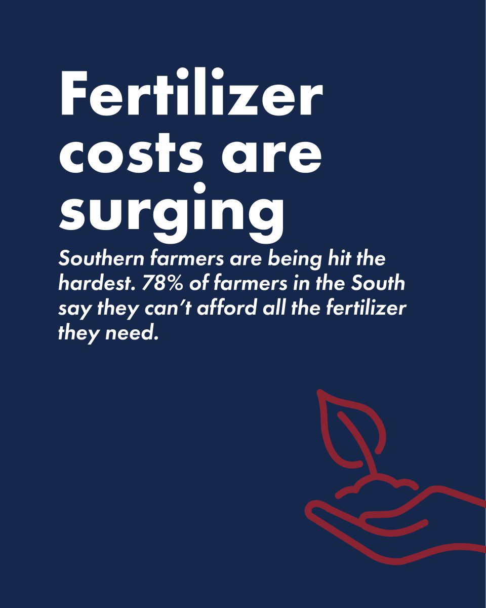 Educational carousel on Strong Farms: Fertilizer costs are surging