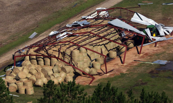 Hay barn destroyed by Hurricane Michael