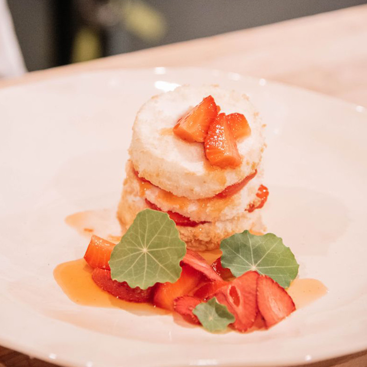 Angel Food Cake with Macerated Strawberries